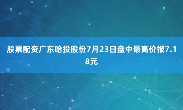 股票配资广东哈投股份7月23日盘中最高价报7.18元
